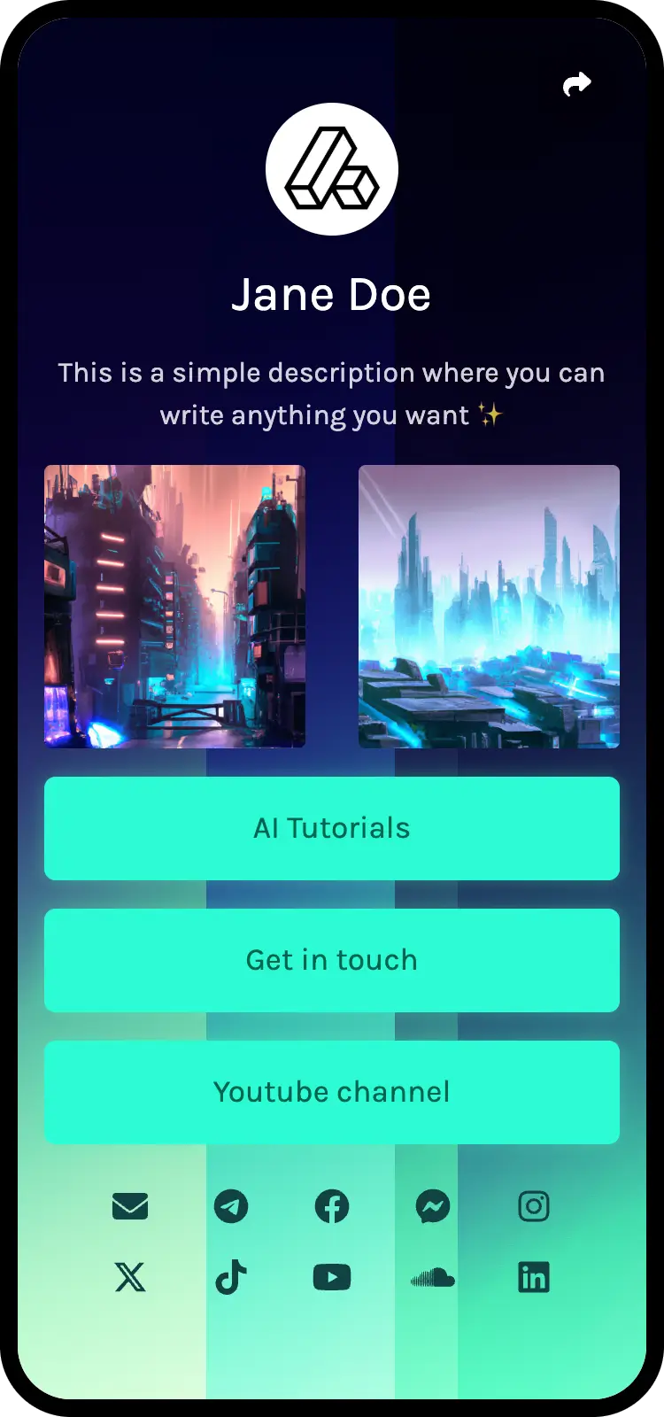 바이오링크 페이지 예시 스크린샷